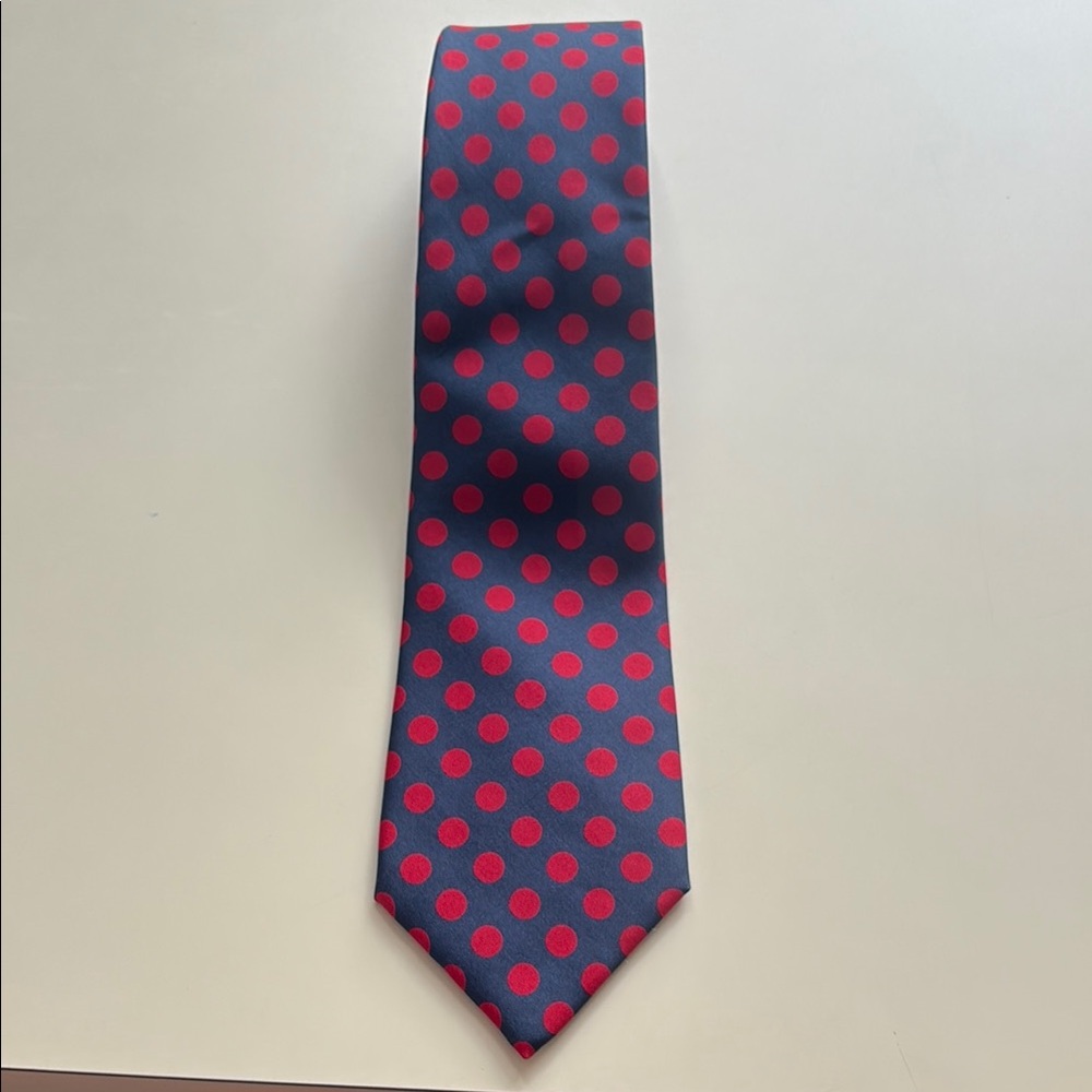 Turnbull and Asser Polka Dot Tie in Red and Navy
